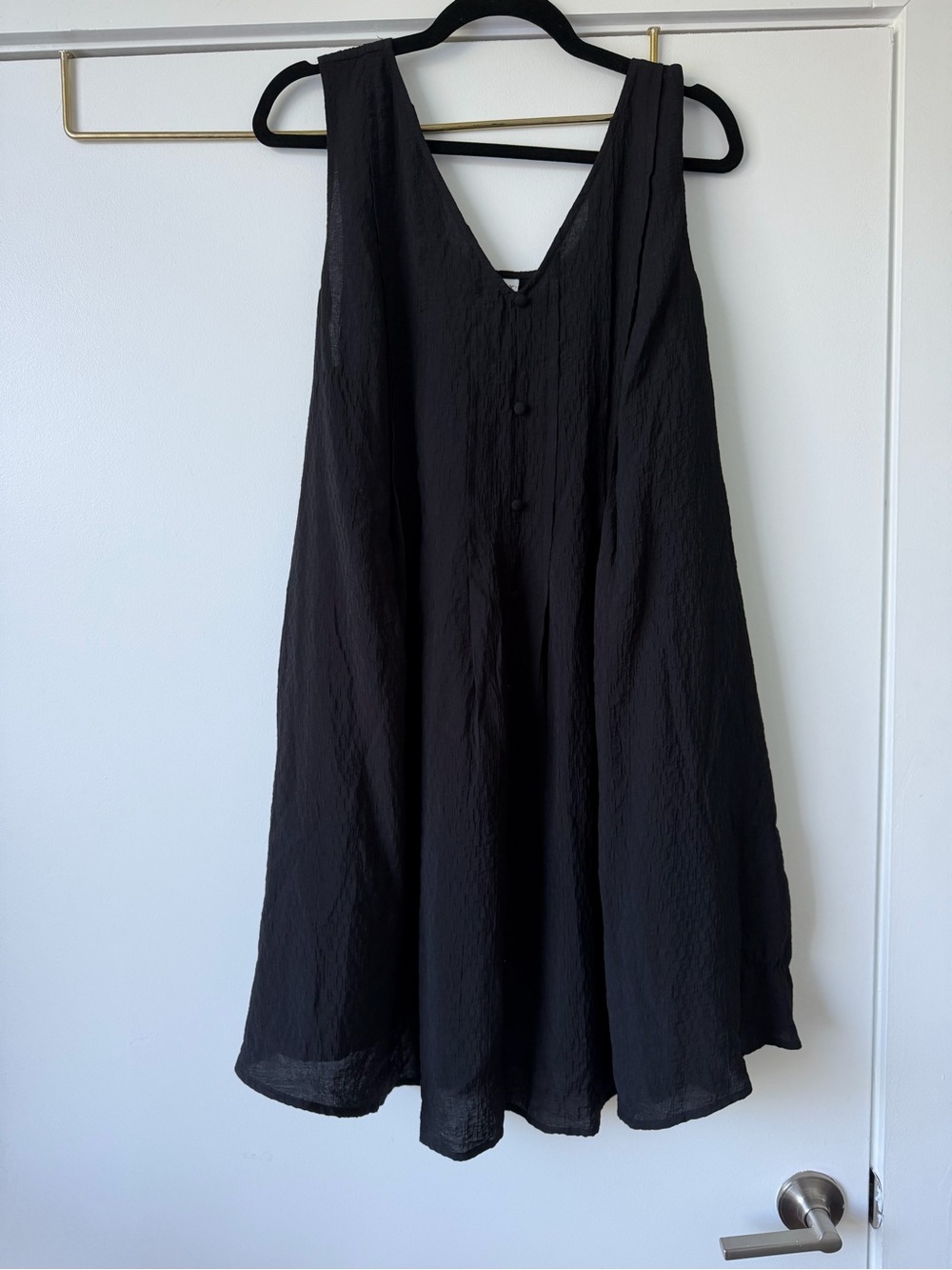 Ava & Viv Black Textured Button-Front Tunic Dress